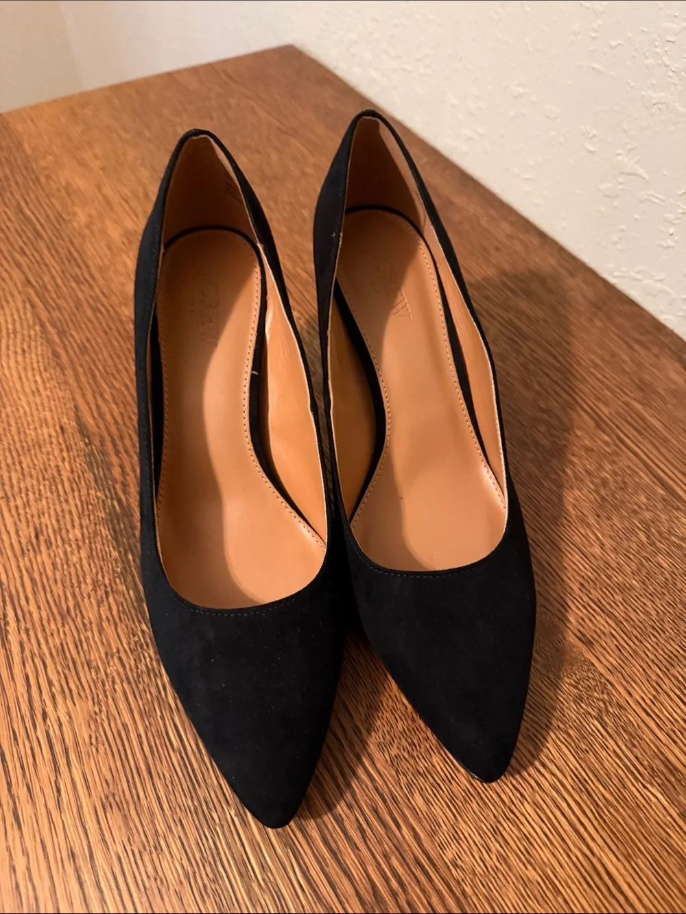 J. Crew Black Suede Pointed-Toe Pumps